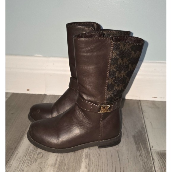 Michael Kors Toddler Little Girls Brown Signature Side Zip Boots Size 6 - Picture 1 of 5